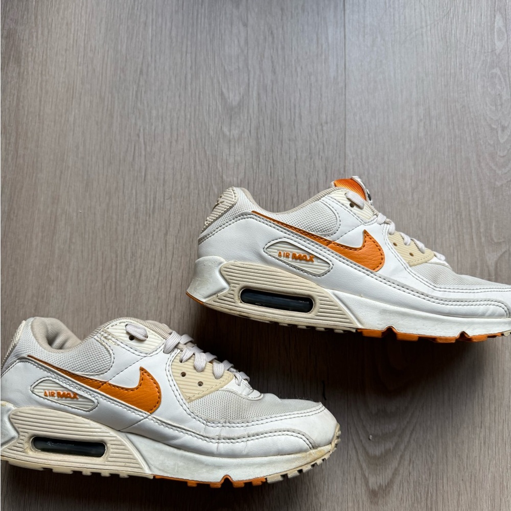 Nike White and Orange Air Max Trainers